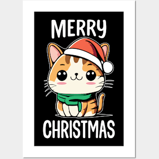 Feline Festivities Merry Christmas with a Kawaii Kitty Twist! Posters and Art